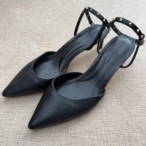White House Black Market Studded Slingback Heels Black Size 9 Pointed Toe
